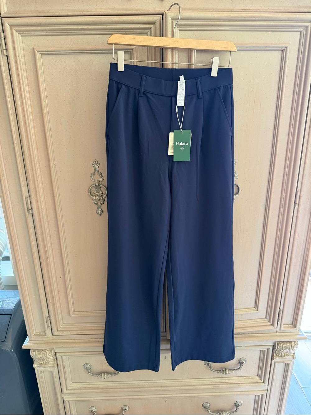 HALARA Navy Wide Leg High-Rise Pants